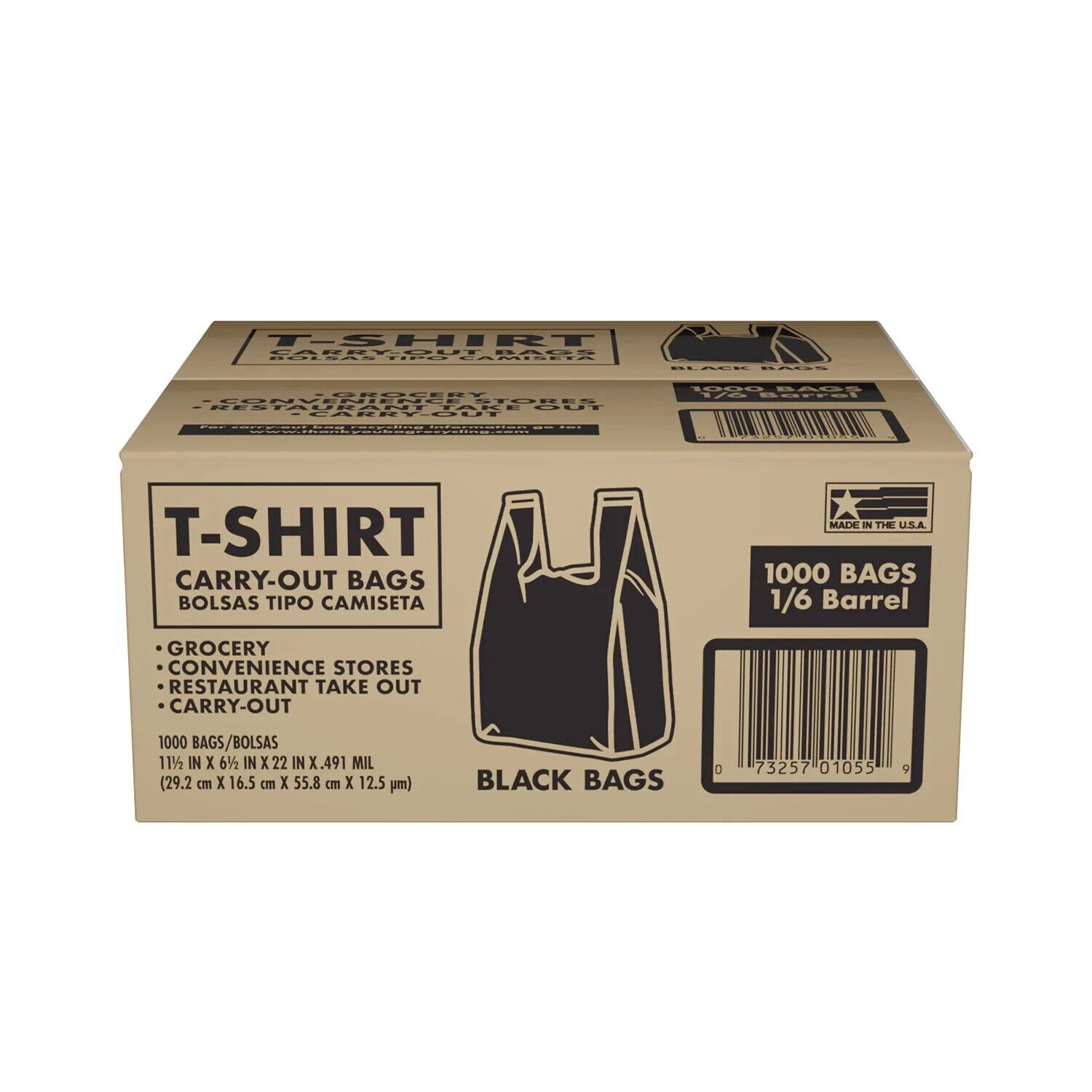 Poly America 1 000 Count Black T-Shirt Carryout Bags  11.5  X 6.5  X 22 - Bellso